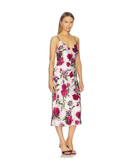 L'Agence Red Seridie Mid Length Slip Dress