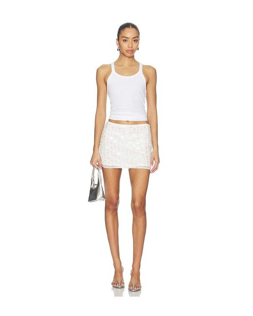 Lovers + Friends White Kensley Sequin Mini Skirt