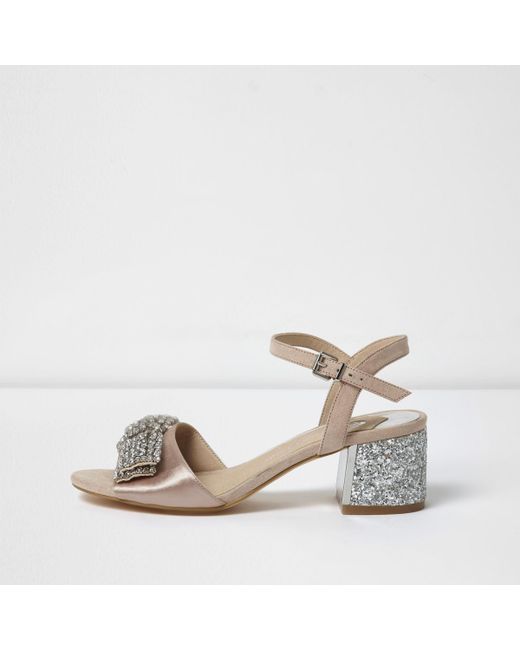 Buy Linzi Silver Carnation Low Block Heeled Sandal With Diamante Front  Straps from Next Australia