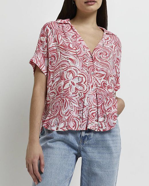 River Island Floral Embellished Shirt 