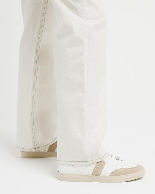 River Island White Leather Lace Up Trainers