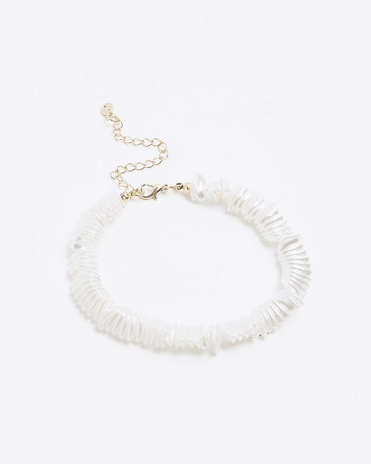 River Island White Chipping Anklet
