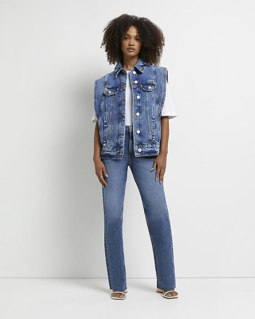 River Island Sleeveless Denim Jacket in 