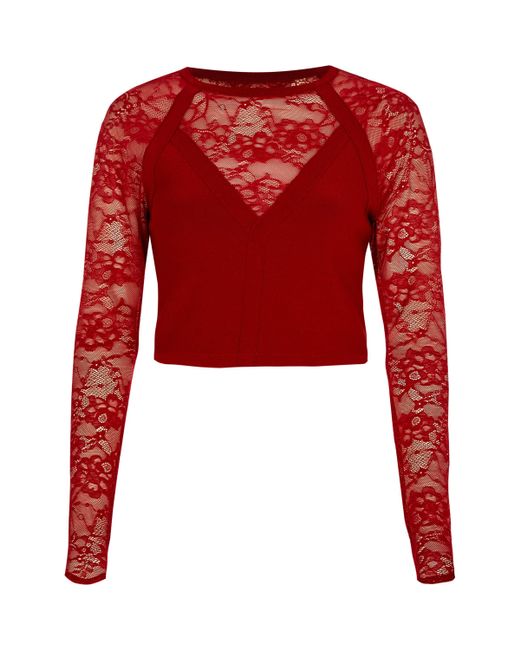 Red lace long sleeve shirt Clearance