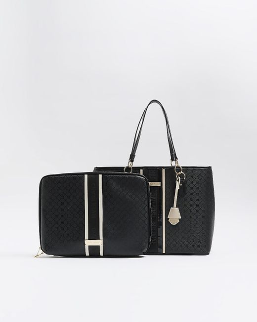 River Island Black Ri Monogram Shoulder Bag Bundle Lyst Australia
