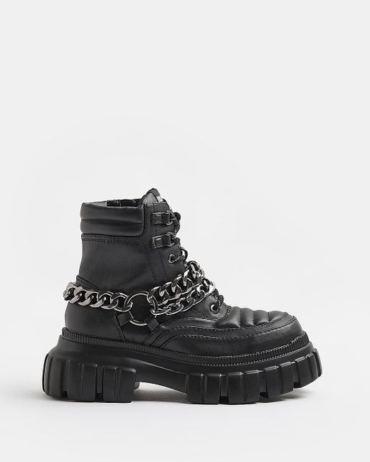 river island chunky biker boots