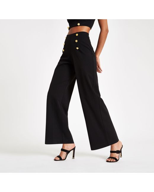 River Island Gold Tone Button Wide Leg 