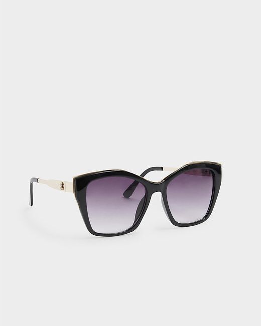 River Island Brown Black Square Cat Eye Sunglasses