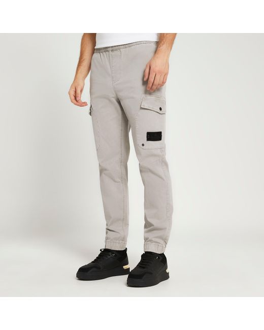 Washed Cargo Trousers in Grey (Grey 