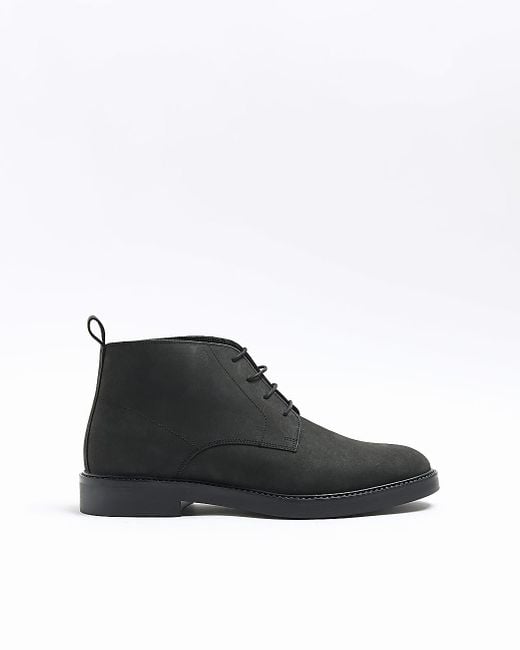 River Island Black Lace Up Chukka Boots for Men Lyst