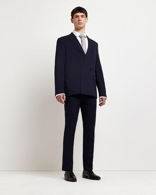 River Island Navy Slim Fit Twill Suit 
