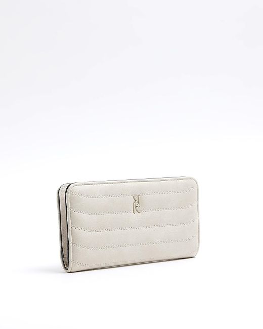 River Island White Cream Quilted Foldout Purse