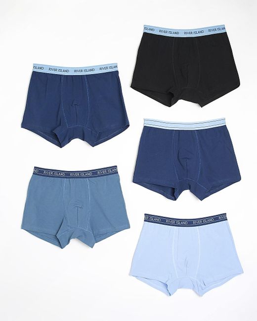 River Island Blue Multipack Of 5 Boxer Shorts for men