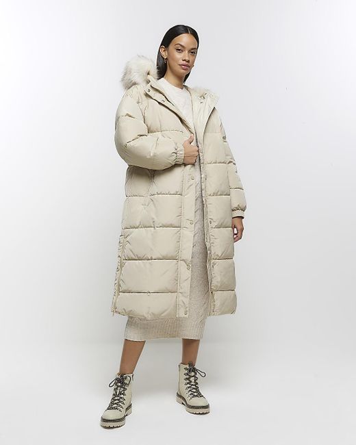 river island black longline puffer coat