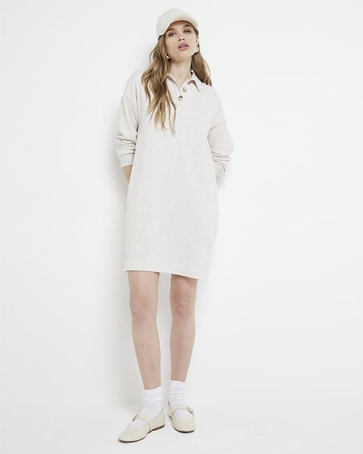 River Island White Polo Sweatshirt Mini Dress