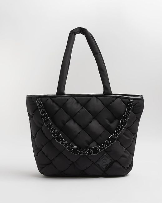 River Island Quilted Chain Shopper Bag in Black Lyst Australia