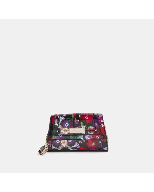 River Island Black Floral Patent Cross Body Bag in White Lyst UK