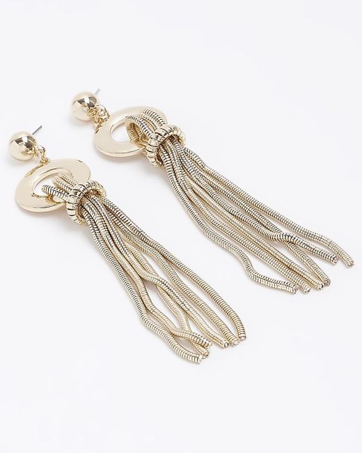 River Island White Gold Knot Drop Earrings