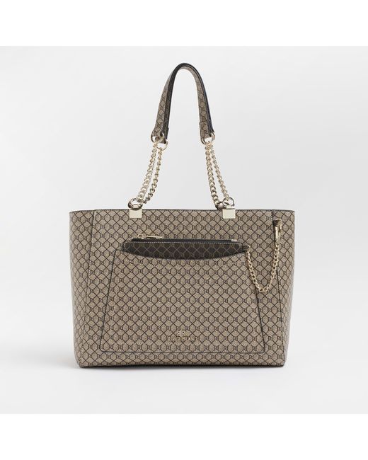 River Island Brown Ri Monogram Print Tote Bag Lyst Australia