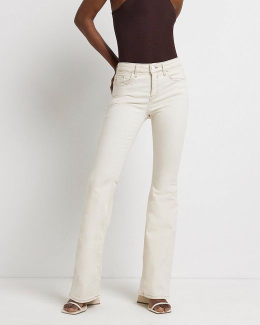 River Island Denim Ecru Mid Rise Flared 
