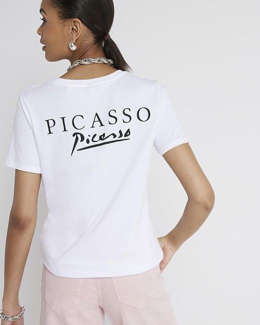 River Island White Picasso Graphic T-shirt