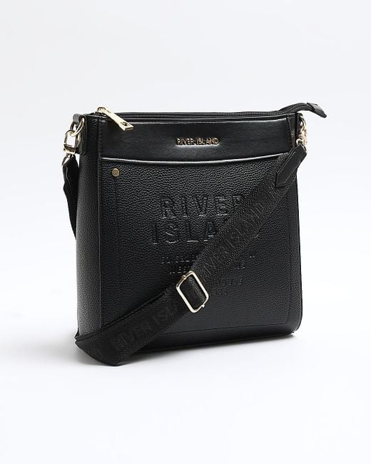 River Island Ri Embossed Cross Body Bag in Black Lyst