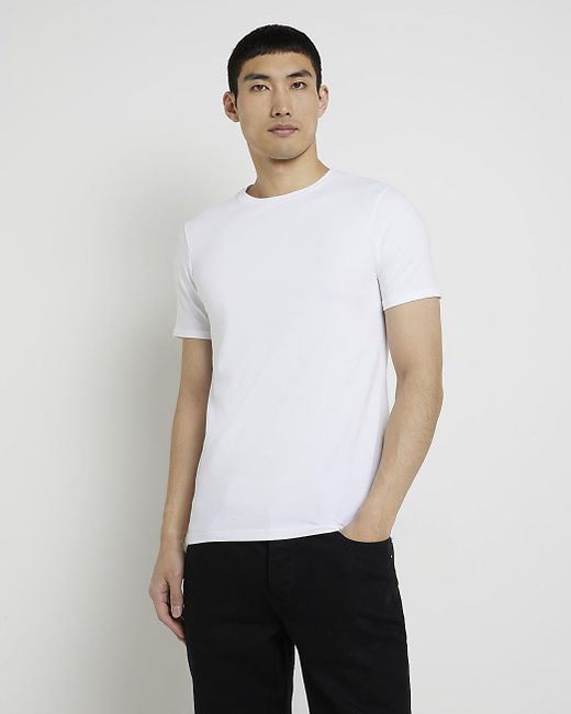 White Muscle Fit T-shirt 