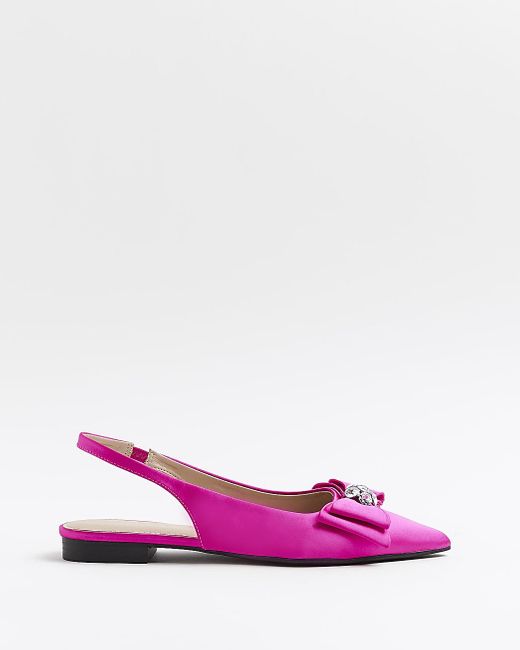 River Island Pink Satin Bow Shoes