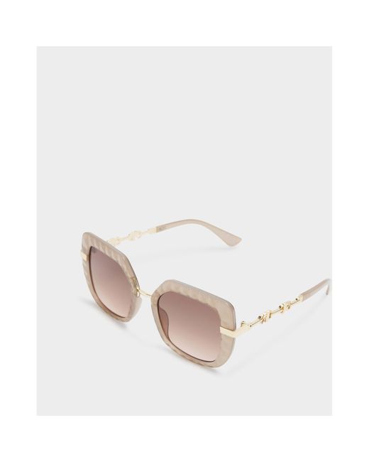River Island Pink Cream Textured Oversized Sunglasses