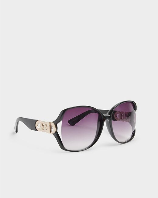 River Island Purple Black Oversized Sunglasses