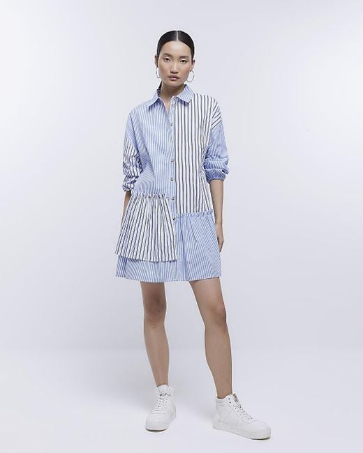 river island blue and white striped shirt