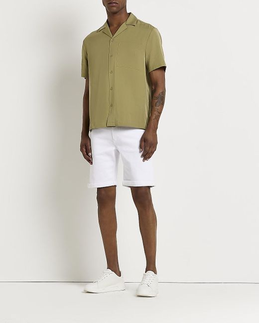 White Skinny Fit Denim Shorts for Men 