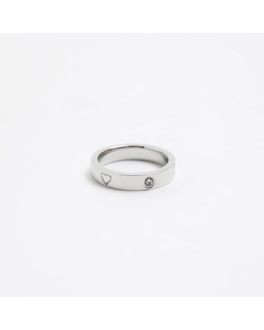 River Island White Stainless Steel Embellished Ring