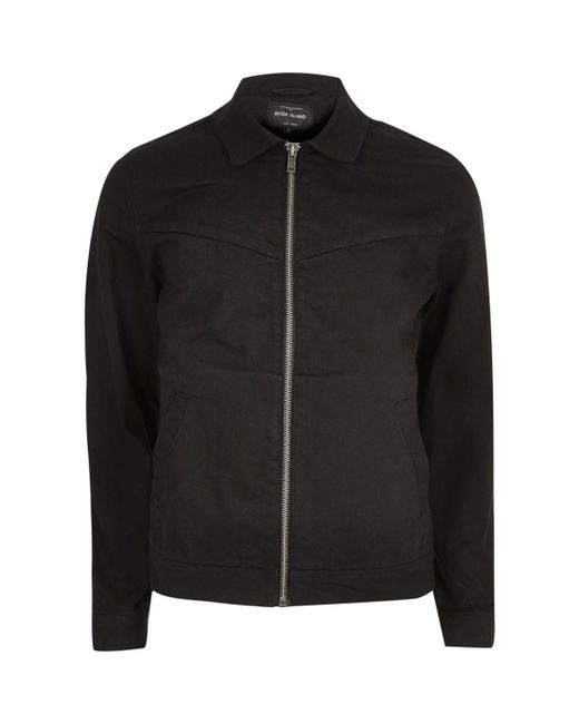 River Island Black Western Harrington Jacket for Men Lyst UK