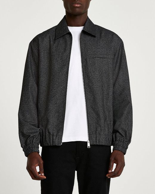 River Island Textured Harrington Shacket in Black for Men Lyst UK
