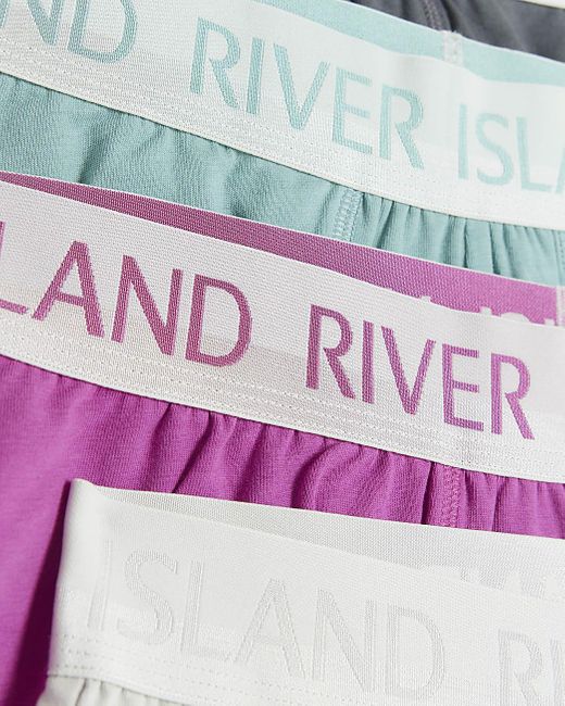 River Island White 4pk Cotton Stretch Ri Trunks for men