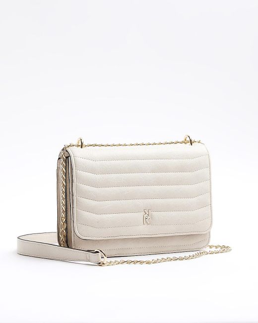 River Island White Quilted Chain Shoulder Bag