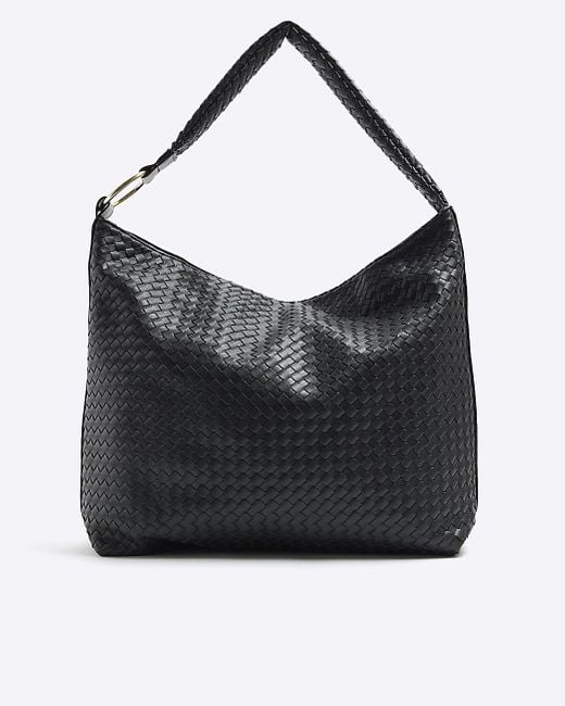 River Island Black Woven Slouch Tote Bag