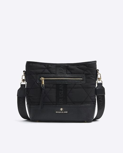 River Island Black Webbing Quilted Cross Body Bag
