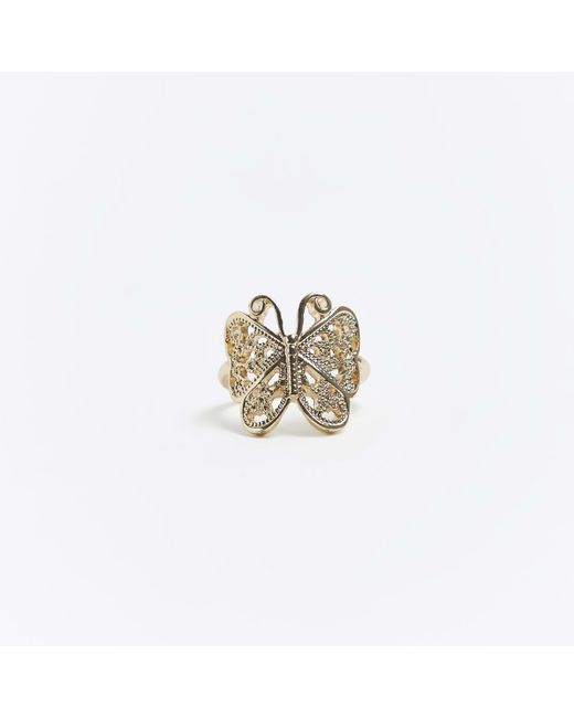 River Island White Butterfly Ring