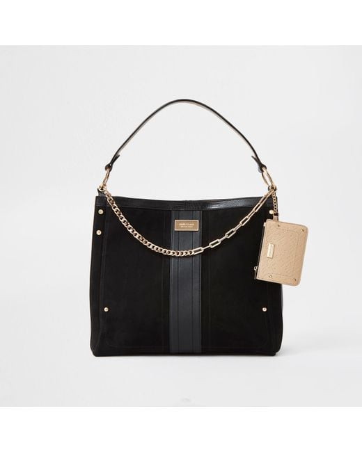 River Island Black Gold Chain With Mini Pouch Slouch Bag