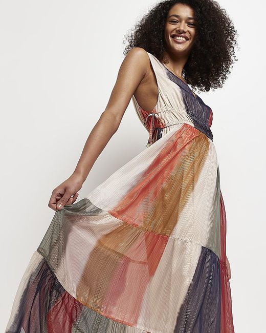 Black Colour Block Smock Maxi Dress | Lyst