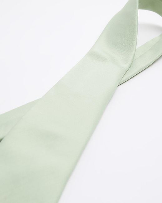 River Island Green Herringbone Core Tie for men