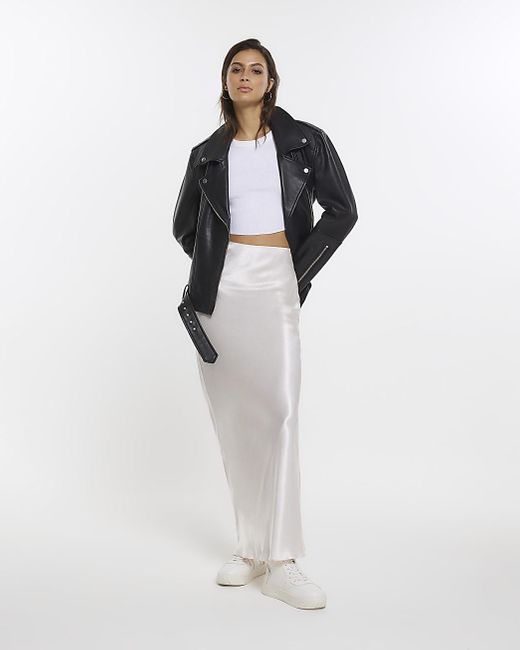 Maxi satin cheap skirt cream