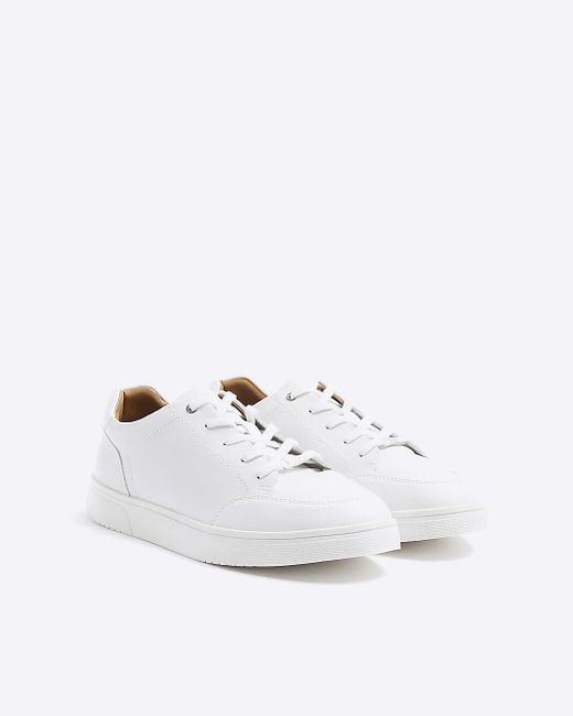 River Island White Textured Lace Up Trainers for men