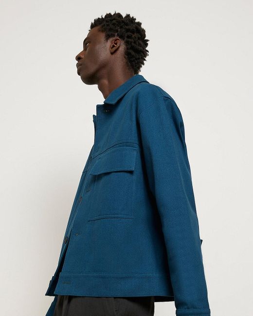 River Island Blue Ri Studio Boxy Fit Twill Jacket for Men Lyst UK