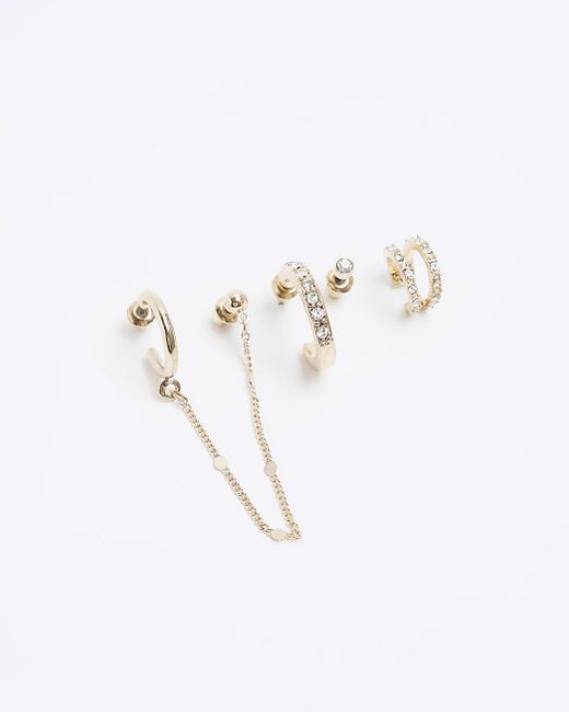River Island White Gold Chain Ear Stacking Multipack