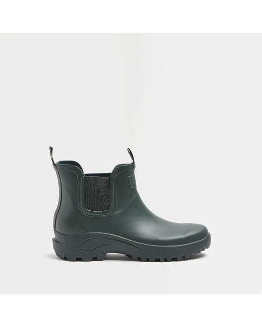 River Island Green Low Moulded Welly Boots for men