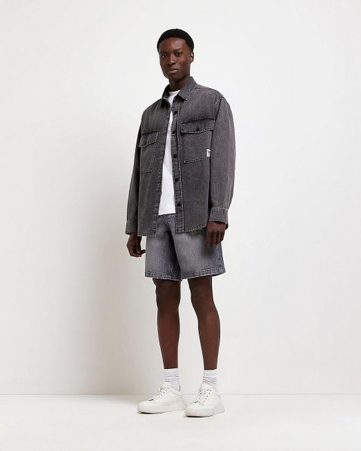 Black Oversized Fit Denim Shirt 