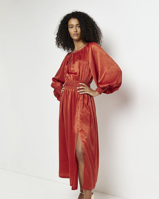 long sleeve satin midi